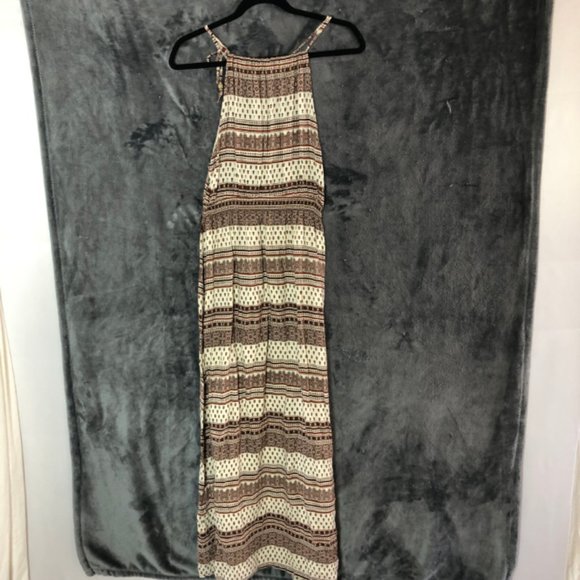 Brown & White Aztec Print Maxi Dress SZ L - Picture 4 of 6